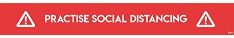 Avery Practise Social Distancing Vloersticker 1000x140mm, Rood/wit, 2 vloerstickers per pak