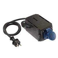 AS-Schwabe MIXO inschakelstroombegrenzer 230 V / 16 A – Schuko-contactdoos met klapdeksel max. 3500 W belastbaar – stroombegrenzer met 1,5 m kabel & stekker – IP44 – Made in Germany – zwart I 60533