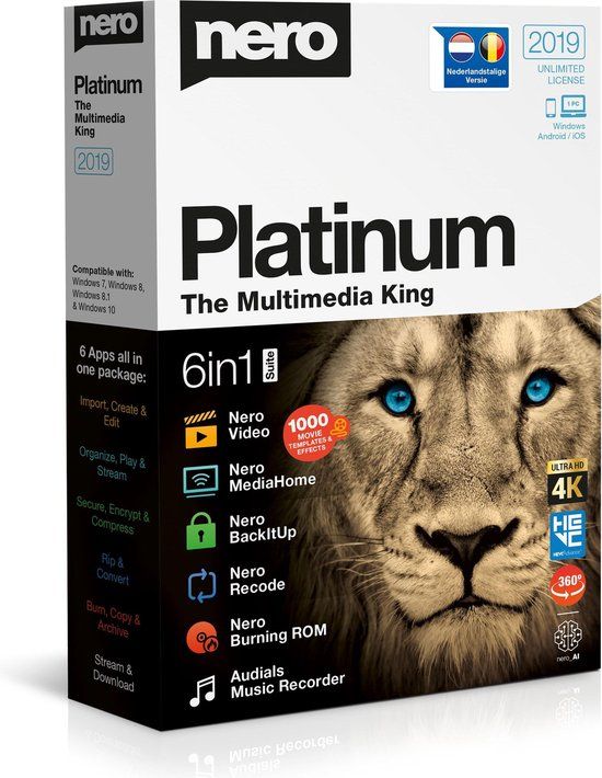Nero Platinum 2019 - 6in1 Suite - Nederlands / Frans - Windows