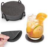 Sans marque Sous-verres en verre en cuir double face - Set de 12 pièces
