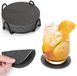 Sans marque Sous-verres en verre en cuir double face - Set de 12 pièces