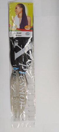 Hair extensions X-Pression Nº T1B/Mattegray (T1B/101) - 150 cm - Zwart/Lichtgrijs - Synthetisch haar