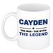 Bellatio Decorations Cayden naam cadeau mok - man myth legend - koffiemok - 300 ml