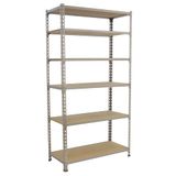 Simon Rack Metalen stelling 2500x1100x500 mm - Maderclick | 6 niveaus, Houten legbord, 200 kg buigbelasting, Corrosiewerende coating, Montage met kliksysteem, Gegalvaniseerd
