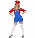 Widmann Finidi Super Loodgieter Vrouw Kostuum voor Volwassenen Rood/Blauw Polyester