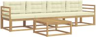 vidaXL Bank loungeset 4 zitplekken Wit et crème Acacia bois