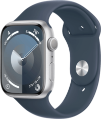 Apple Apple Watch Series 9 45mm Zilver (Blauwe Siliconenband S/M)