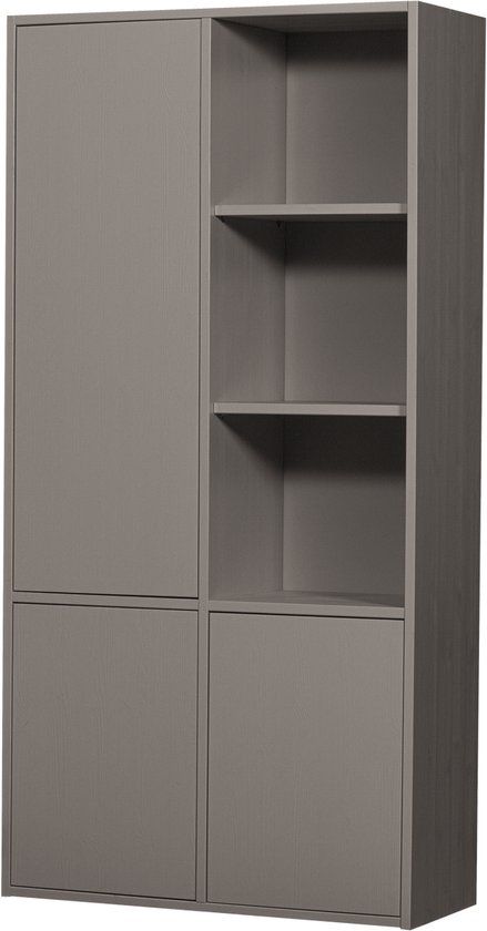 WOOOD Merel opbergkast - Grenen - Warmgrijs - 100x200x44