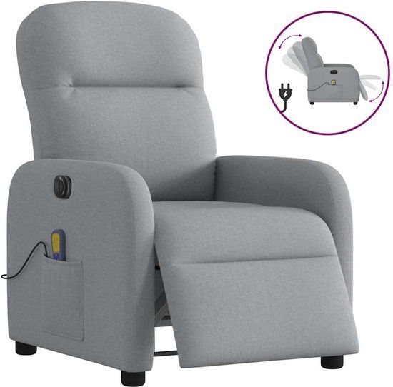 vidaXL Massagestoel elektrisch verstelbaar stof lichtgrijs