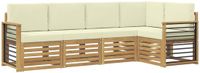 vidaXL - Bank loungeset - Massief acacia hout - Wit en crème - 4 zitplekken
