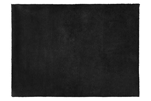 Eurofirany Decoratief tapijt, voetmat, loper, badmat, woonkamer, slaapkamer, keuken, rechthoekig, imitatiebont, zacht, zwart, 50 x 70 cm