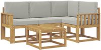 vidaXL Buiten bankenset 5 st Wit en Lichtgrijs Polyester