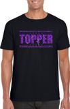 Bellatio Decorations Shoppartners Bv Zwart Topper shirt in paarse glitter letters heren - Toppers dresscode kleding XXL