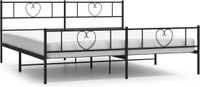 vidaXL Bedframe met hoofd- en voeteneinde, metaal, zwart, 193x203 cm