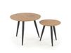 Ensemble de deux tables gigognes aspect chêne doré avec pieds en acier