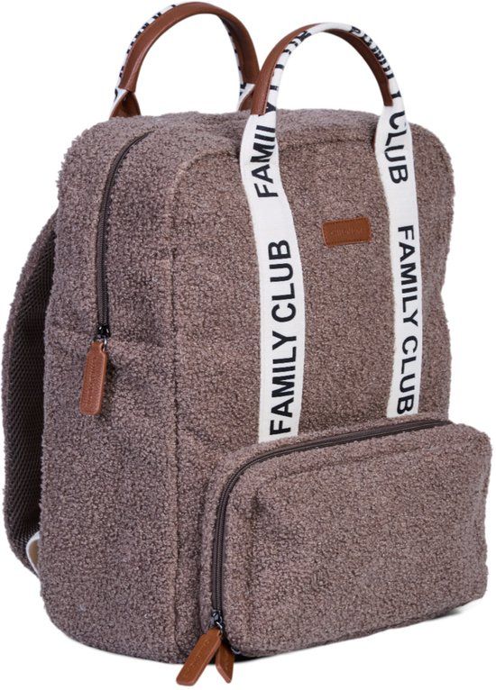 Childhome Family Club Verzorgingsrugzak – Teddy Soft Brown – Uniseks Luierrugzak – Incl. Verschoonmatje, Koelvakken & Kinderwagenhaken – 20,5L