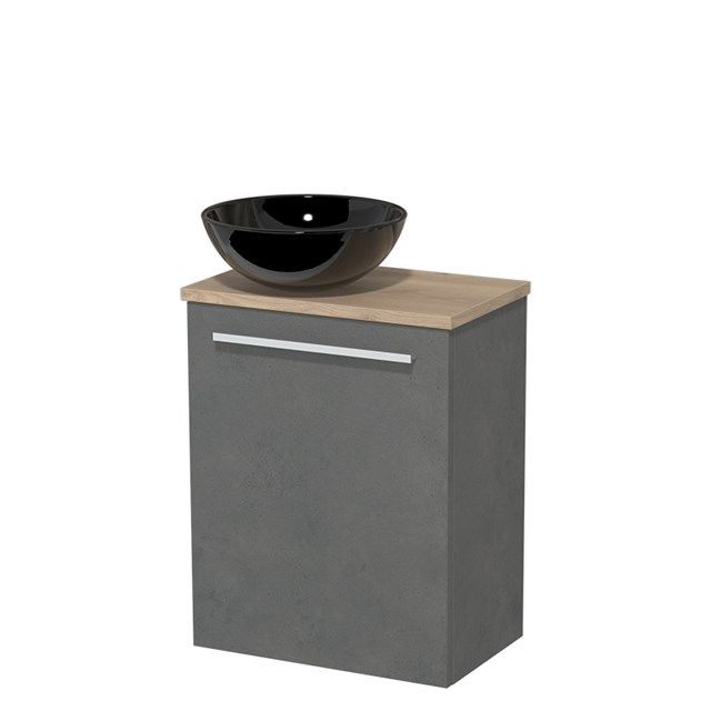 Maxaro Modulo Toiletmeubel 41cm - Donkergrijs Beton / Lichtbruin Eiken