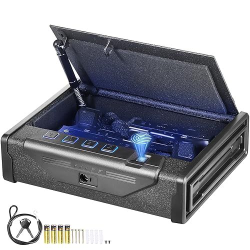 VEVOR Wapenkluis pistoolkluis, draagbare 2 pistolen, pistoolkluis, vingerafdruk, sleutel of wachtwoord, wapensafe koudgewalst staal, 282 x 180,1 x 50 mm, wapenkast, wandkluis