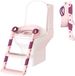 Réducteur de WC avec marchepied - Entraîneur de toilette avec poignées et marchepied - Siège de toilette avec marchepied - Siège de toilette pliable - Entraînement à la propreté pour garçons/filles - Urinoirs pour enfants/tout-petits de 2 à 7 ans - Réducteur de toilette - Rose