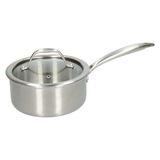 Poêle avec couvercle en verre, revêtement 3 couches, inox, sans PFAS, Ø16 cm