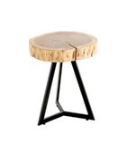 HAKU Massief hout bijzettafel rond acacia metaal zwart onderstel ronde sofatafel salontafel - Maat: H 43 cm x Ø 35 cm, Stijl: Urban Collective