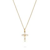 Tamaris Halsketting met kruishanger, roestvrij staal, IP goud, ankerketting, verstelbaar tot 47 cm, waterdicht en huidvriendelijk