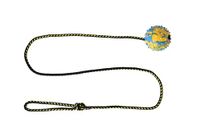 DINGO 17317-2 Nubby hondenbal, volledig met rubber gevuld, met bel en 100 cm lang touw, geschikt voor etching, hondensport, behendigheid, speeltijd, medium formaat, willekeurige kleur (17317-2)