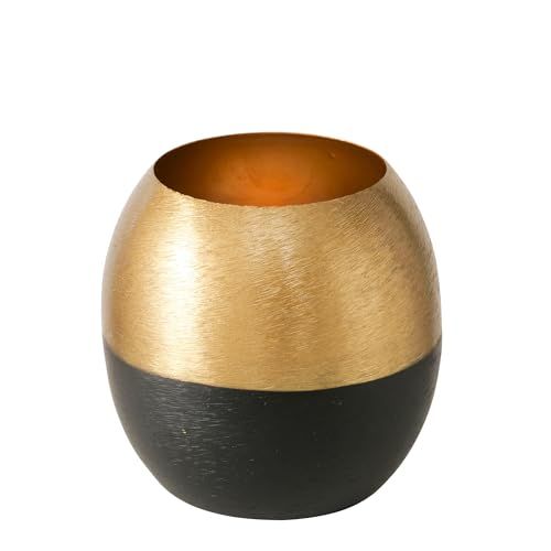 Boltze Anelo Theelichthouder - Zwart & Goud - 9cm