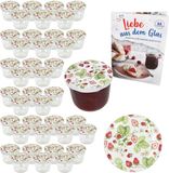 MamboCat Set van 40 bekers 230ml bosaardbeien deksel + receptenboekje