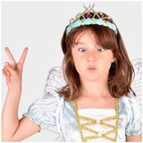 Den Goda Fen Diadeem Lichtblauw Fluweel Prinses 14 cm