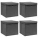 VidaXL Opbergboxen met deksel 4 stuks 32x32x32 cm stof grijs