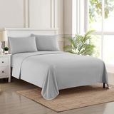 Sweet Home Collection Luxe beddengoed set met plat, hoeslaken, 2 kussenslopen, vind dubbel geborsteld microvezel, zilver, koning