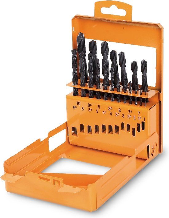 Beta 6-delige set spiraalboren, korte uitvoering HSS gewalst (art. 410) in kistje 410/SP25