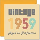 64e Stuff4 65 jaar verjaardagskaarten voor mannen en vrouwen - Vintage 1959 Aged To Perfection - Grappige verjaardagskaart voor hem en haar, 145 mm x 145 mm, verjaardagswenskaarten voor mama, papa