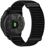 By Qubix - Nylon Sport Loop bandje - Zwart - 22mm Quickfit - Geschikt voor Garmin Approach S60 & S62 / Instinct / Instinct 2 (Solar)