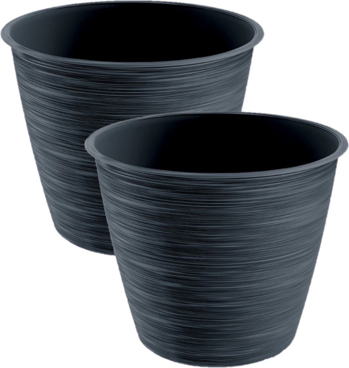 Prosperplast Paintstripe - Bloempot - Ø 24 cm - Antraciet grijs - 2 stuks