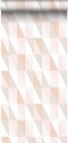 ESTAhome behang grafische driehoeken zacht roze, warm oranje en beige - 139196 - 0,53 x 10,05 m