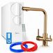 Ari Système de filtration d'eau par osmose inverse Ari 800 GPD, sans réservoir, avec double robinet, laiton, doré, cartouche filtrante en céramique, pivotant à 360 degrés, aérateur, économie d'eau