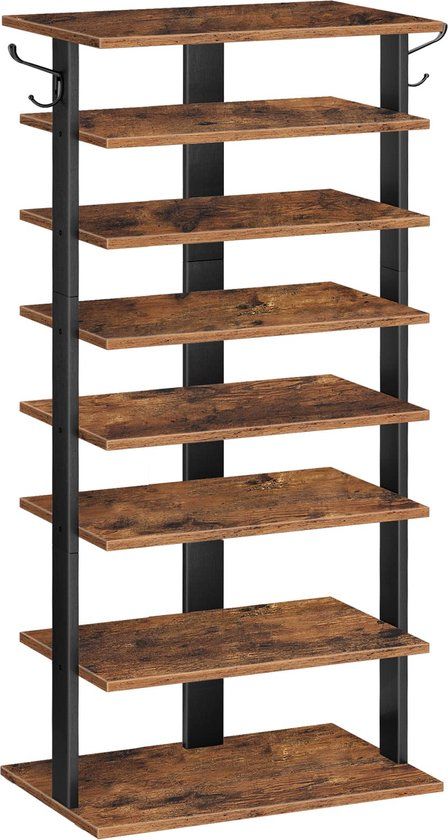 HOOBRO Schoenenrek, 8 niveaus, 50 x 28 x 113 cm, bruin