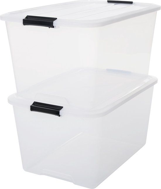 IRIS Topbox Opbergbox - 45L - Kunststof - Transparant - Set van 2
