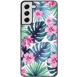 Samsung Galaxy S21 Tropical aquarelle Verstevigd hoesje met sublimatie bedrukking
