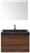 BES LED Dante Badmeubelset 80 cm - Walnoot - Wastafel Hardsteen Wit Lucca met Sence Spiegel
