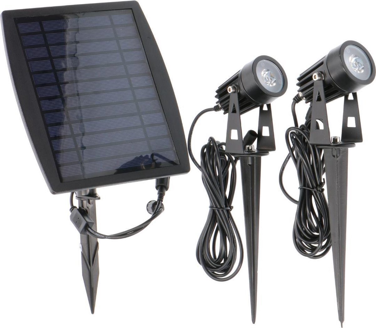 Proventa Longlife Solar LED Tuinspots inclusief zonnepaneel - 2 x LED grondspot + zonnepaneel