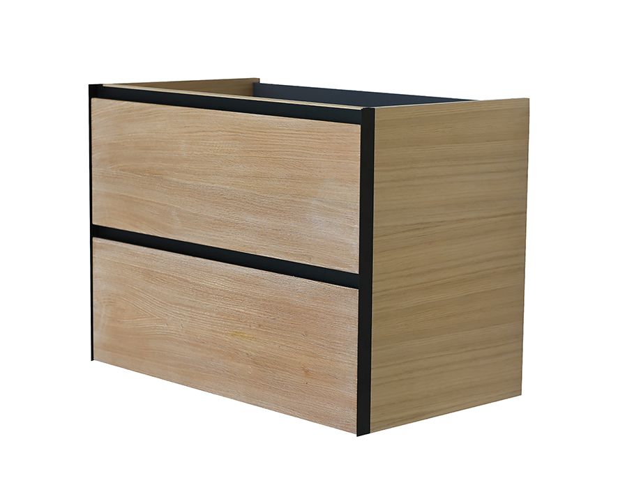 Wiesbaden Lotus wastafelonderkast 80x45 eik/mat zwart