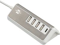 Brennenstuhl 1508230 Universele Oplader met Netstroom en 1.5m Kabel, Wit/Roestvrijstaal