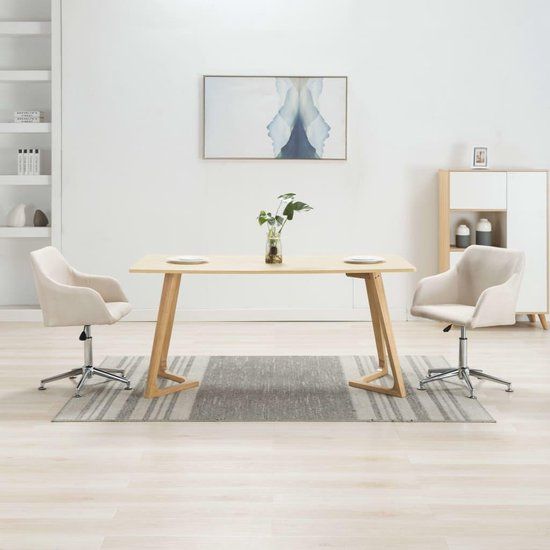 vidaXL Eetkamerstoelen draaibaar 2 stuks stof crèmekleurig
