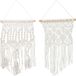 Merkloos Relaxdays macramé wandkleed set - 2 stuks - handgeweven - boho - katoen - hout - crème