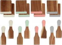 LIVOO Raclette-accessoireset MEN427, acaciahout, 8 spatels, 8 plankjes, met opbergtas