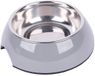 Dehner Honden- en kattenbak, Ø 17,5 cm, hoogte 5 cm, 350 ml, melamine/roestvrij staal/rubber, grijs
