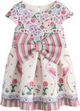 Next - Meisjes - Cath Kidston gestreepte jurk met strik van scubastof - Crème